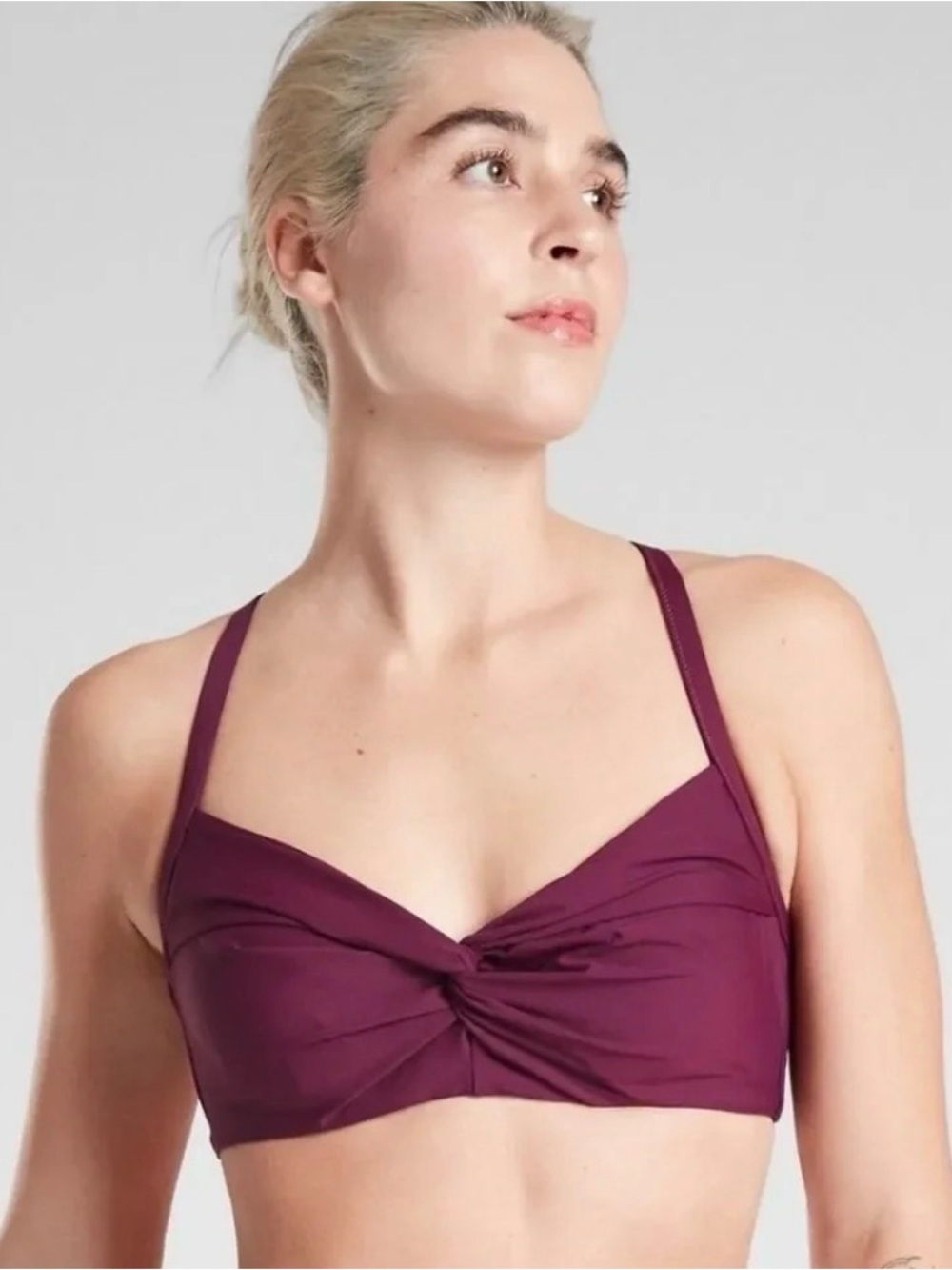 32B/C Athleta Twister Bikini Top Wild Bloom Underwire Criss-Cross Back Swimming